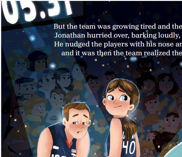 Illustrated scoreboard shot clock in the book